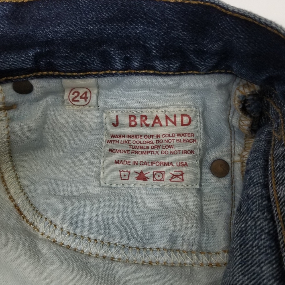 J Brand Cuffed 5 Pocket Frayed Blue Denim Shorts Sz 24 - Picture 7 of 13